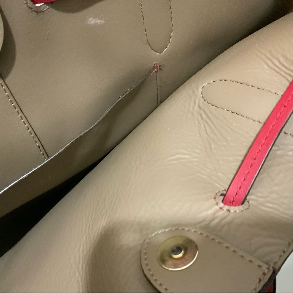 Ralph Lauren Red Leather Tote drawstring open top - Picture 6 of 11